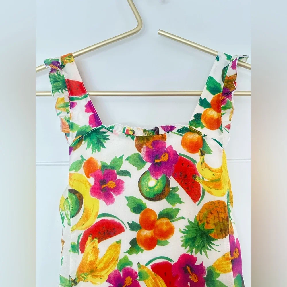 Dolce & Gabbana Girls Tropical Fruit Print Dress with Bright Multicolor Accents - Picture 2 of 8
